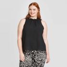 Women's Plus Size Sleeveless High Neck Ruffle Blouse - Who What Wear Black 1x, Women's,