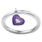 Women's Journee Collection Heart Dangle Charm Ring In Sterling Silver - Purple