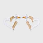 Sugarfix By Baublebar Enamel And Gold Heart Hoop Earrings - White