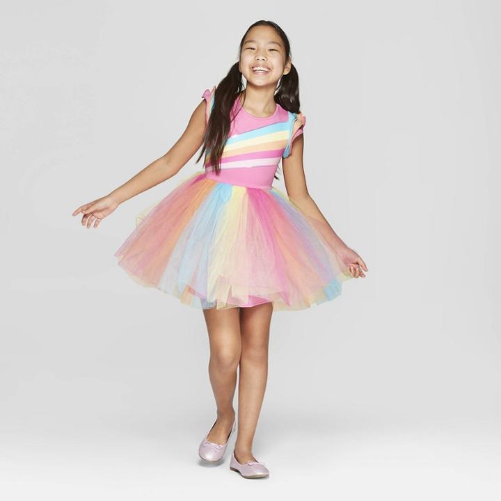 Girls' Nickelodeon Jojo's Closet Tutu Rainbow Skater Dress - L,