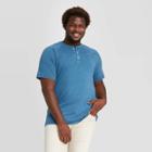 Men's Tall Standard Fit Short Sleeve Henley T-shirt - Goodfellow & Co Blue