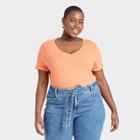 Women's Plus Size V-neck T-shirt - Ava & Viv Orange