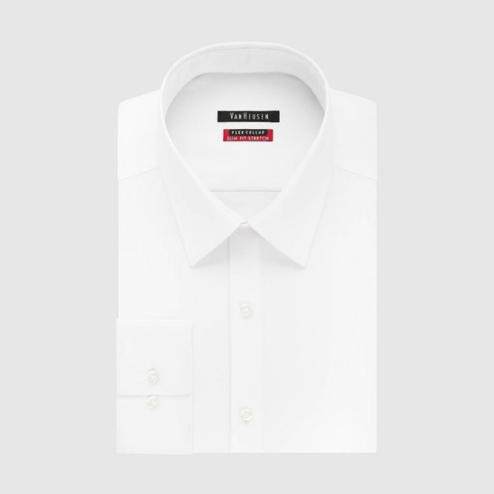Van Heusen Men's Slim Fit Long Sleeve Button-down Shirt - White