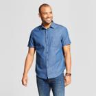 Men's Striped Standard Fit Short Sleeve Button-down Shirt - Goodfellow & Co Parrish Blue