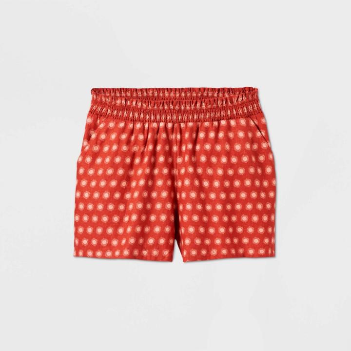 Women's Plus Size Mid-rise Polka Dot Pull On Shorts - Universal Thread Red 1x, Women's,