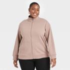Women's Plus Size Zip Mock Neck Leisure Sweatshirt - Ava & Viv Brown X