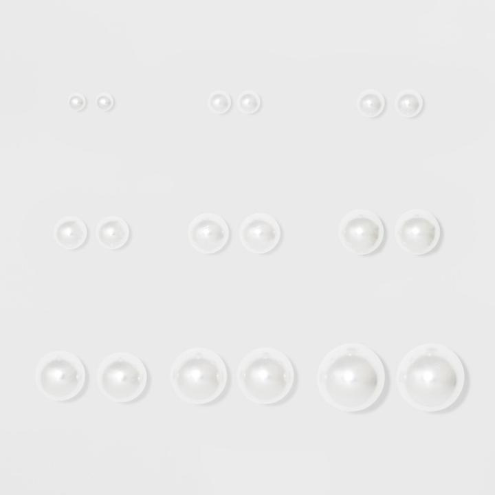 Simulated Pearls Multi Earrings 9ct - Wild Fable White,