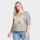Disney Women's Winnie The Pooh Plus Size Short Sleeve Graphic T-shirt - Gray