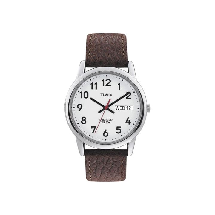 Men's Timex Easy Reader Watch With Leather Strap - Silver/brown T20041jt,