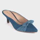 Women's Kitty Denim Kitten Heeled Mules - Who What Wear Navy (blue)