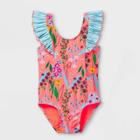 Toddler Girls' Floral Print One Piece Swimsuit - Cat & Jack Moxie Peach