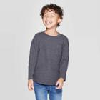 Toddler Boys' Ottoman Crew Long Sleeve T-shirt - Cat & Jack Charcoal 12m, Boy's, Gray