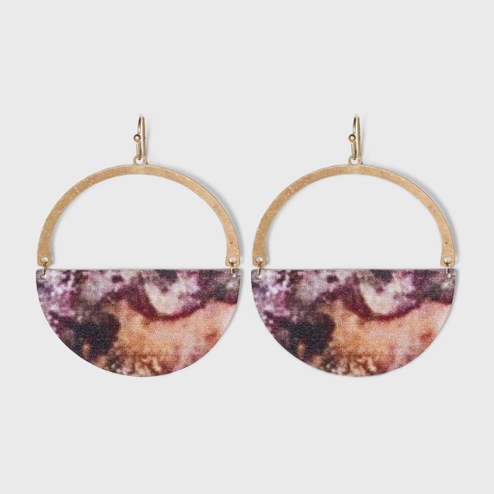 Patterned Half Circle Sprayed Metal Drop Earrings - Universal Thread Rust, Red