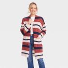 Women's Open-front Cardigan - Knox Rose Navy Striped Xs, Blue