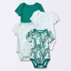 Baby 4pk Foliage Short Sleeve Bodysuit - Cloud Island Forest Green