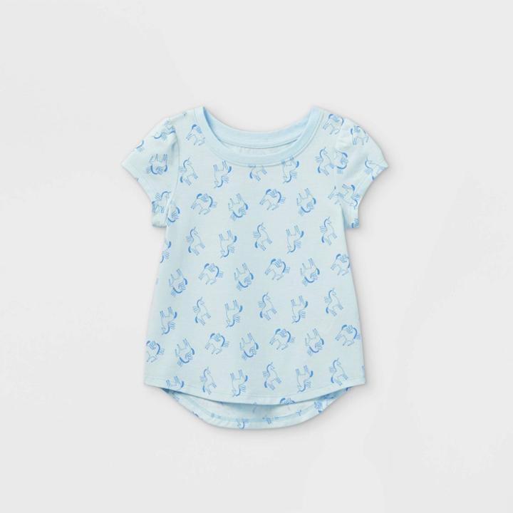 Toddler Girls' Unicorn Short Sleeve T-shirt - Cat & Jack Blue