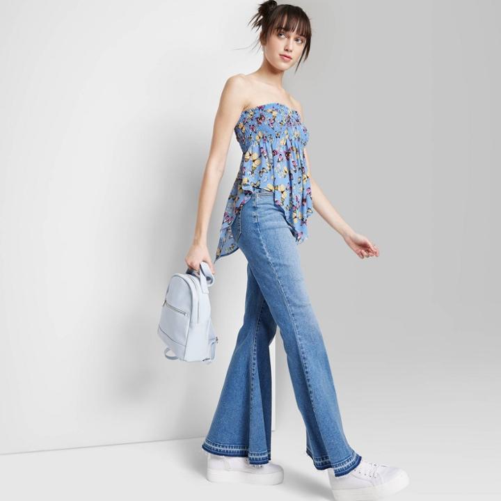 Women's Scarf Tube Top - Wild Fable Blue Butterfly