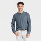 Men's Standard Fit Long Sleeve Henley T-shirt - Goodfellow & Co Blue
