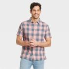 Men's Checked Standard Fit Short Sleeve Novelty Button-down Shirt - Goodfellow & Co Pink