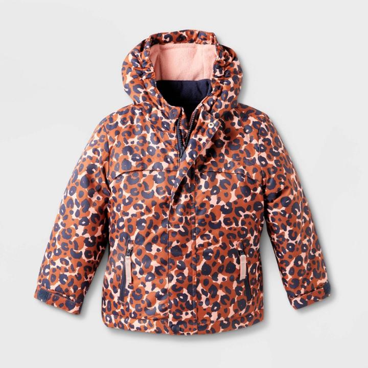 Toddler Girls' Leopard Long Sleeve 3-in-1 Jacket - Cat & Jack Orange