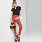 Women's Plaid Mid-rise Skinny Jeans - Wild Fable Red