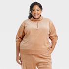 Women's Plus Size Velour Pullover Sweatshirt - Ava & Viv Brown X