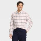 Men's Plaid Standard Fit Long Sleeve Button-down Shirt - Goodfellow & Co Pink/plaid