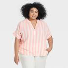 Women's Plus Size Striped Short Sleeve Top - A New Day