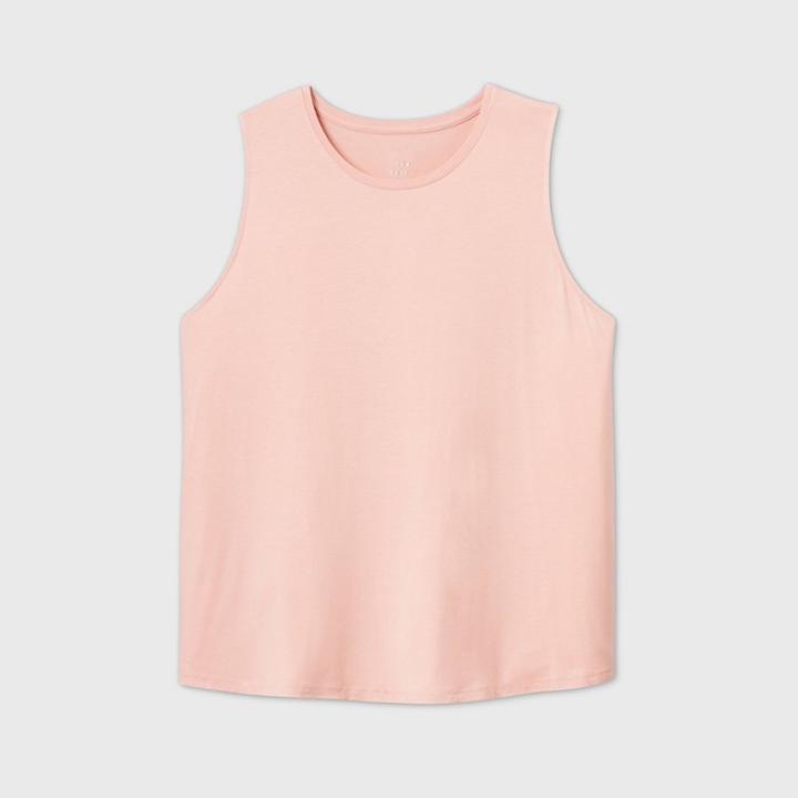 Women's Plus Size Pullover Jersey Tank Top - A New Day Light Pink 1x, Women's,