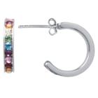 Target Sterling Silver Hoop Earring, Women's, Multi Color/sterling