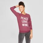 Women's Peace Love Wine Graphic Sweatshirt - Grayson Threads Wine