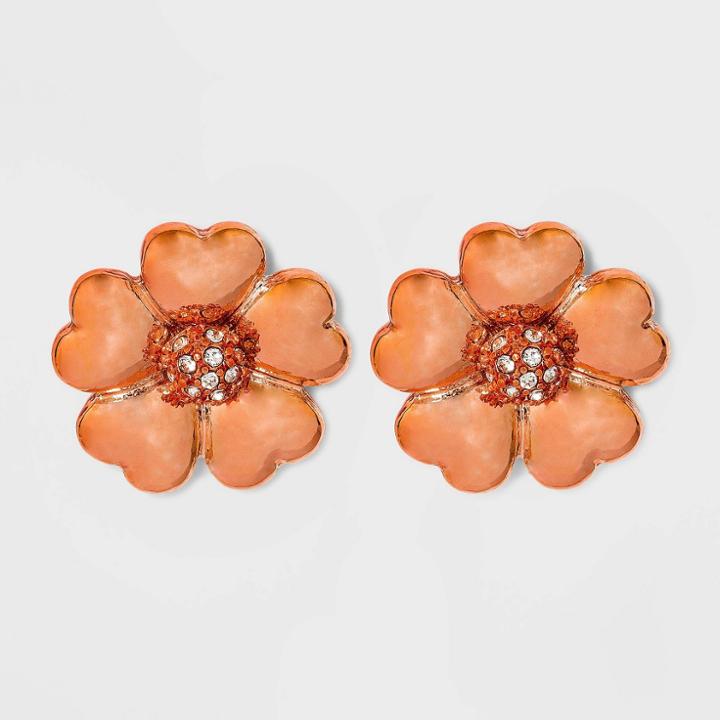 Sugarfix By Baublebar Metallic Flower Stud Earrings - Orange