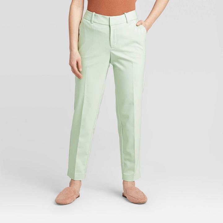 Women's Mid-rise Slim Ankle Pants - A New Day Mint 0, Women's, Green