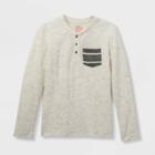 Boys' Adaptive Double Knit Henley Long Sleeve T-shirt - Cat & Jack Cream