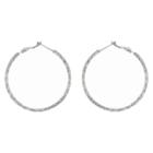 Distributed By Target Hoop Earrings Sterling Textured 40 Mm Round -