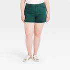 Women's Plus Size High-rise Midi Jean Shorts - Universal Thread Green