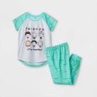 Girls' Friends 2pc Short Sleeve Top And Pants Pajama