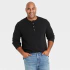 Men's Tall Standard Fit Long Sleeve Henley T-shirt - Goodfellow & Co Black