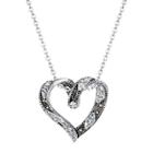 Target Silver Plated Marcasite And Crystal Open Heart Pendant - 18.8, Women's, Silver/metallic
