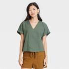 Women's Short Sleeve Blouse - Universal Thread Green Olive