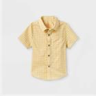 Toddler Boys' Adaptive Gingham Button-down Short Sleeve Shirt - Cat & Jack Yellow/white