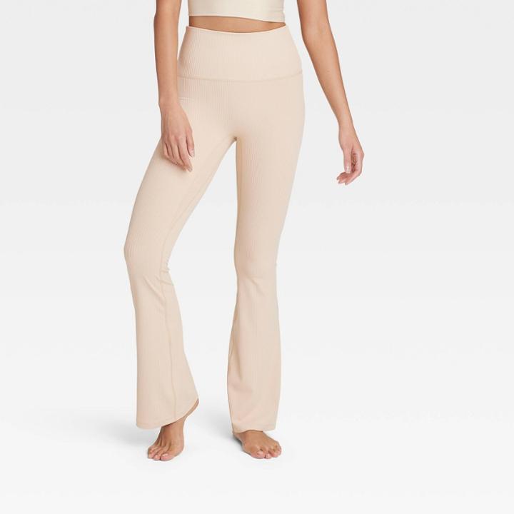 Women's Rib Flare Leggings - All In Motion Beige