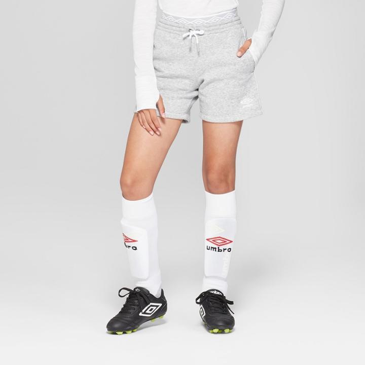 Umbro Girls' Double Diamond Fleece Shorts - Light Grey Heather