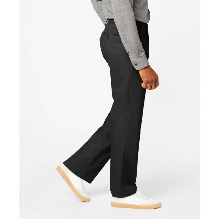 Dockers Men's Signature Stretch Creaseless Flat Front Classic Fit Straight Chino Pants - Black