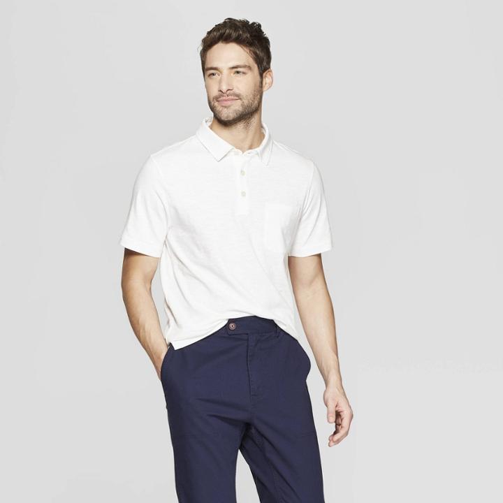 Men's Regular Fit Short Sleeve Jersey Polo Shirt - Goodfellow & Co White