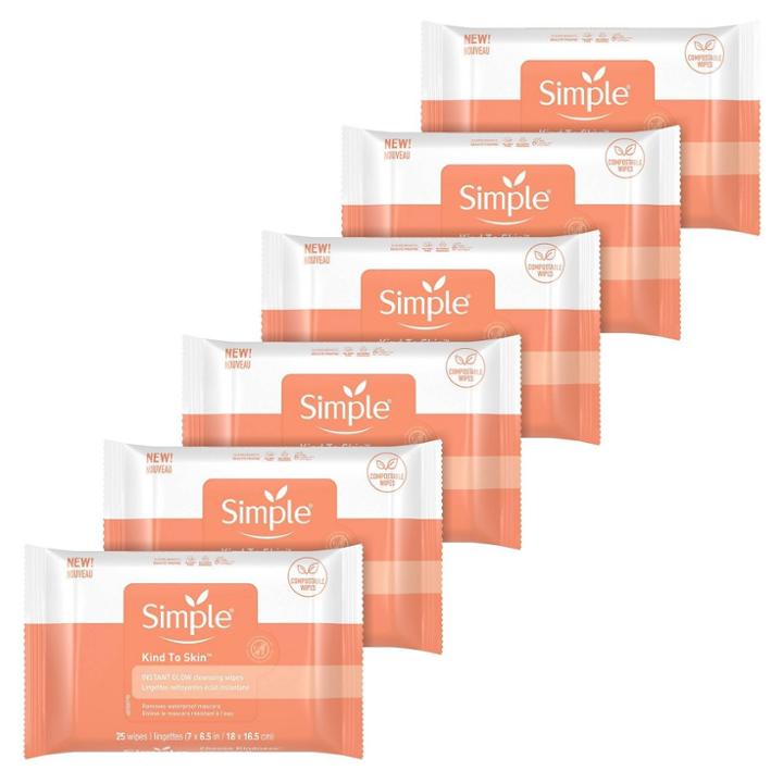 Simple Instant Glow Facial Cleansing And Makeup Removal Wipes