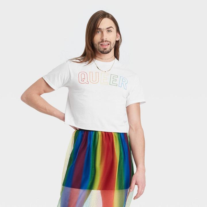Ph By The Phluid Project Pride Gender Inclusive Adult Queer Short Sleeve Graphic Crop Top T-shirt - Ph By The Plhuid Project White