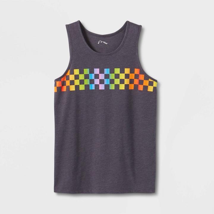 Boys' Checkered Striped Tank Top - Art Class Charcoal Gray
