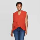 Women's Plus Size Sleeveless V-neck Twist Front Top - Universal Thread Orange