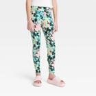 Girls' V-waist Pocket Leggings - Art Class Black Tie-dye